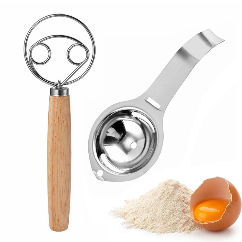 Egg Separator Tool - 卵分離器 ステンレス製卵黄分離器 卵ビーター 手動泡立て器 デンマーク風生地泡立て器 パン作り