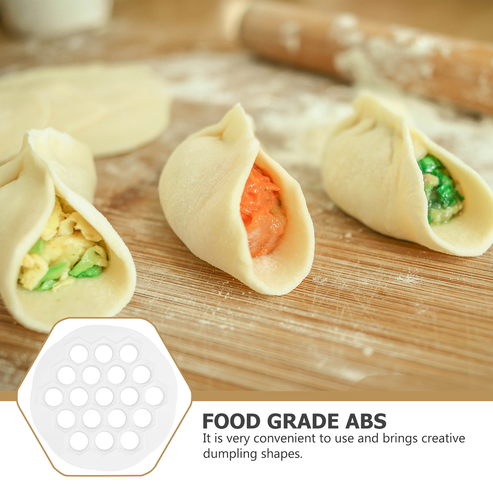 19個の穴が付いた餃子型。食品グレードのABS素材を使用。手 - Kitchen Gadgets Dumpling Maker のレビューと価格