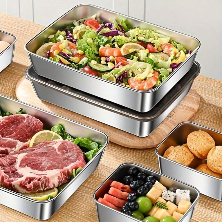 高級感のある、液漏れしにくいステンレス製食品保存容器5個セッ - Kitchen Gadgets Organizer のレビューと価格